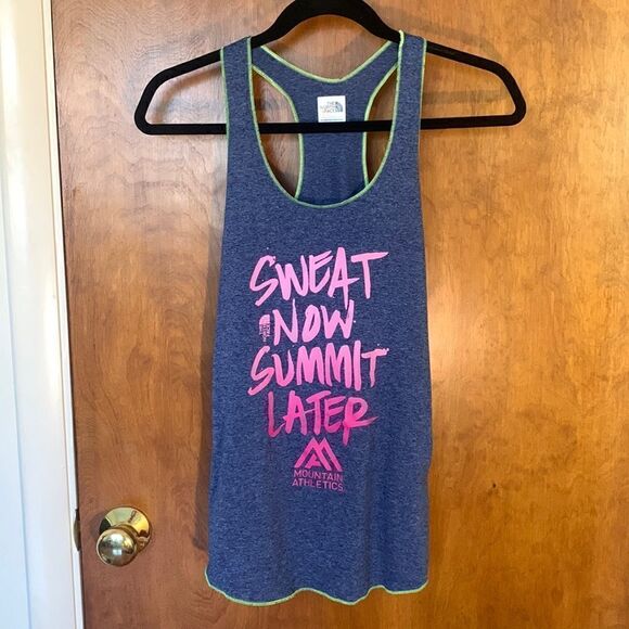 GUC North face blue/pink sweat now summit later tank! Size XS - Picture 1 of 3